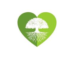 Simple love shape with oak tree inside vector