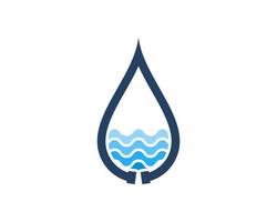 Water drop with pipe and beach wave inside vector