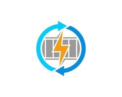 Battery charge with electrical symbol in the middle vector