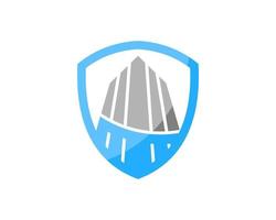 Simple shield with abstract stripes building inside vector