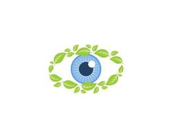 Blue eyes lens with green leaf surrounding vector