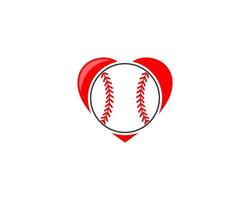 Love with baseball ball in the middle vector