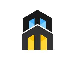 Modern building with M letter initial vector