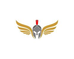 Spartan helmet with golden wings on the side vector