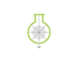 Laboratory test tube with spider web in the middle vector