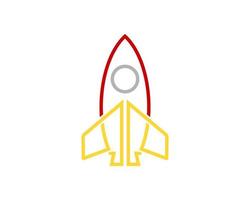 Technological rocket with outline style vector