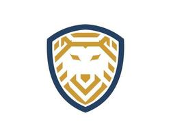 Simple shield with stripes lion head inside vector