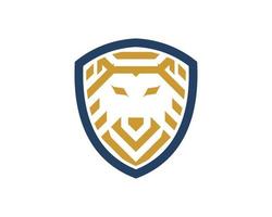 Simple shield with stripes lion head inside vector