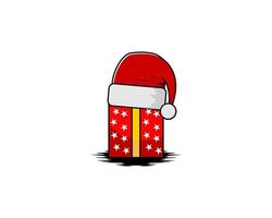 Christmas santa hat on the gift box illustration vector