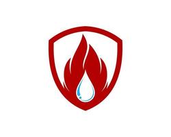 Simple shield with fire and water inside vector