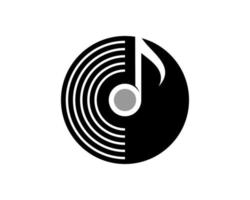 Black music vinyl with music note inside vector
