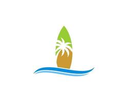 Surfboard with palm tree silhouette inside vector