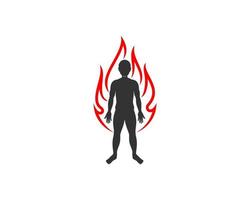 cuerpo humano rodeado de llamas de fuego vector