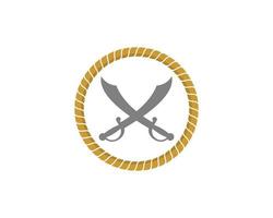 Pirates sword crossed in the circle rope vector