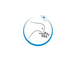 Dove in the circle with rising star logo vector