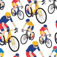 Seamless pattern with bicyclists vector