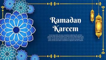 ramadan kareem background template with golden lantern and decorative design vector