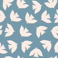 Inspired Matisse seamless pattern with cutting paper birds on a blue background. Modern creative minimal design. Vector illustration