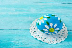 Hand painted blue Easter egg photo