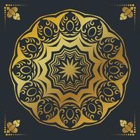 Luxury ornamental mandala design background in gold color vector