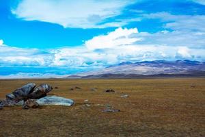 Steppe landscape with a piece of rock photo