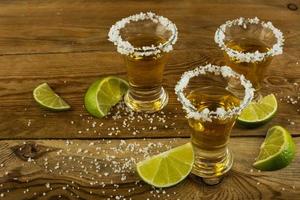 Tequila with lime and salt photo