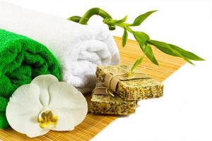 Spa and wellness concept with natural soap isolated on white