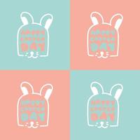 Cute Typography Happy Easter Day And Bunny, Doole Design Poster vector
