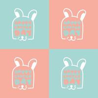 Cute Typography Happy Easter Day And Bunny, Doole Design Poster vector