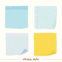 Paint Cute Sticky Notes Simple Hand Drawn Momo Pad Set vector