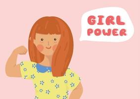 Girl Power Cute Doodle Design Vector