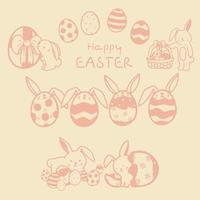 Cute Element Vector Easter Eggs And Bunny Easter, Doole Design