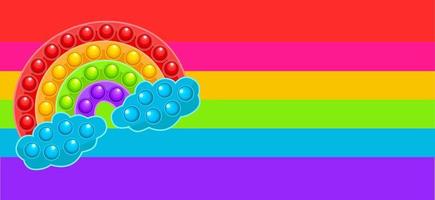 Handmade toy in rainbow colors and on a rainbow background. vector