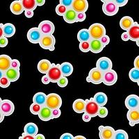 Pattern on a black background in the form of a fashionable anti-stress game. vector