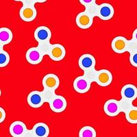 Seamless toy pattern on a red background. vector