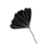 ilustración vectorial de la hoja de ginkgo biloba. diseño de arte de línea de tinta vector