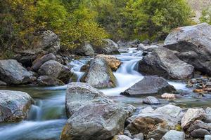 Cascade waterfalls of the mountain river photo