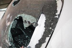 Broken car glass photo