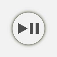 Grey play pause button, flat design style vector