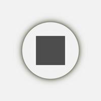 Grey Stop button icon, flat design vector