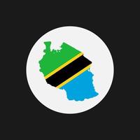 Tanzania mapa silueta con bandera sobre fondo negro vector