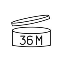 Expiration date 36 month icon. Period after opening symbol. Vector Illustration.