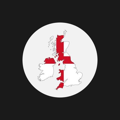 United Kingdom map silhouette with flag on white background