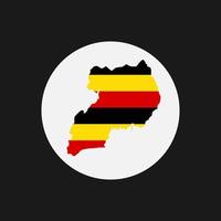 Uganda mapa silueta con bandera sobre fondo blanco. vector