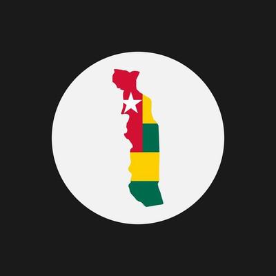 Togo map silhouette with flag on white background