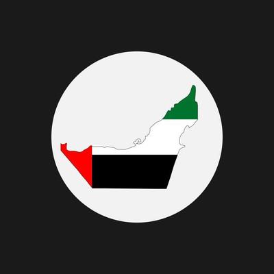 United Arab Emirates map silhouette with flag on white background