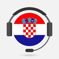 bandera de croacia con auriculares. ilustración vectorial serbocroata. vector