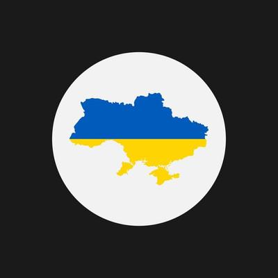 Ukraine map silhouette with flag on white background