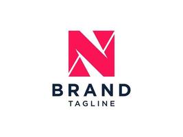 Abstract Initial Letter N Logo. Red Geometric Line Infinity Style isolated on White Background. Usable for Business and Branding Logos. Flat Vector Logo Design Template Element.