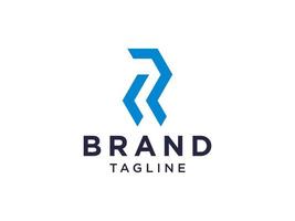 Initial Letter R Logo. Blue Line isolated on White Background. Usable for Business, Technology and Branding Logos. Flat Vector Logo Design Template Element.
